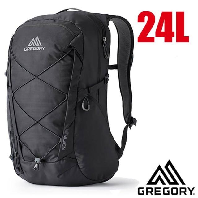 【Gregory】INERTIA 24L 多功能健行登山背包/獨立水袋隔層.網狀透氣背板(141339-0413 曜石黑)