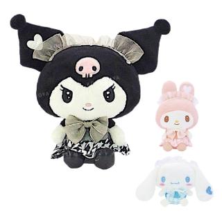 【小禮堂】Sanrio 三麗鷗 絨毛玩偶娃娃 - 千鳥紋 美樂蒂 酷洛米 大耳狗(平輸品)