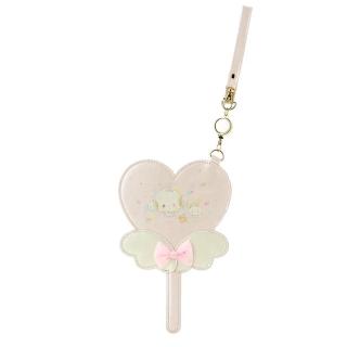 【小禮堂】Sanrio 三麗鷗 小麥粉 皮質造型伸縮卡套 - 小麥天使(平輸品)