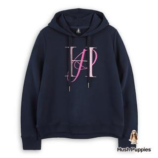 【Hush Puppies】女裝 帽T 簡約HP配色刺繡帽T(丈青 / 44202101)