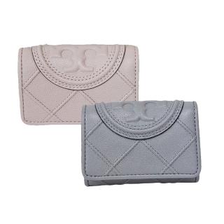 【TORY BURCH】TB Fleming 縫線納帕皮革短夾(岩石灰/淡粉紅/贈原廠紙袋/母親節送禮)