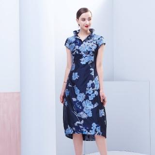 【NADIA LIN 林臣英】荷葉領前短後長修身洋裝(洋裝)