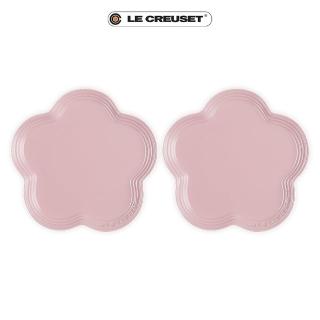 【Le Creuset】瓷器花型盤-大-2入(亮粉)