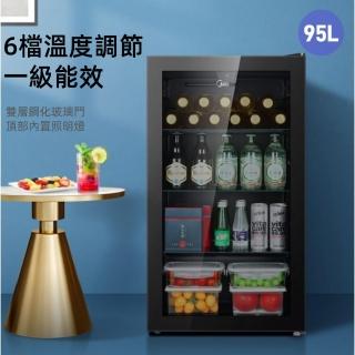 【Midea】95L家用保鮮冷藏展示櫃 透明飲料冰箱(冷藏櫃/飲料櫃/冰吧/留樣櫃/一級能效)