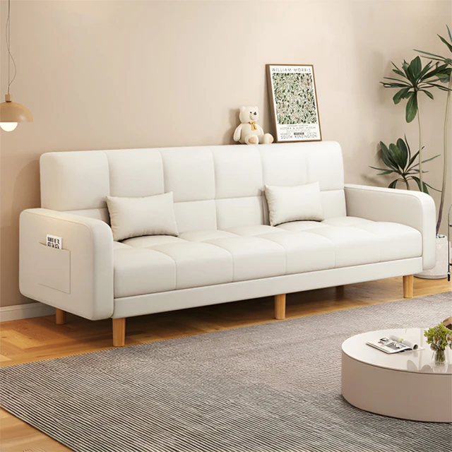 HappyLife 四人座沙發折疊床 貓抓皮款 Y11808(實木沙發椅 休閒椅 懶人沙發 貓抓布沙發 懶人椅 小沙發)