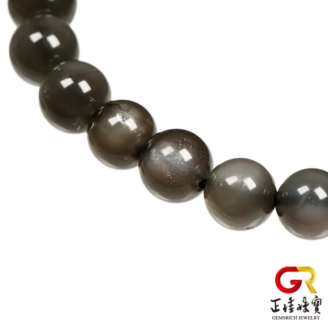 【正佳珠寶】黑月光 高品銀光 6.8-7.3mm 黑月光石手珠｜日本彈力繩
