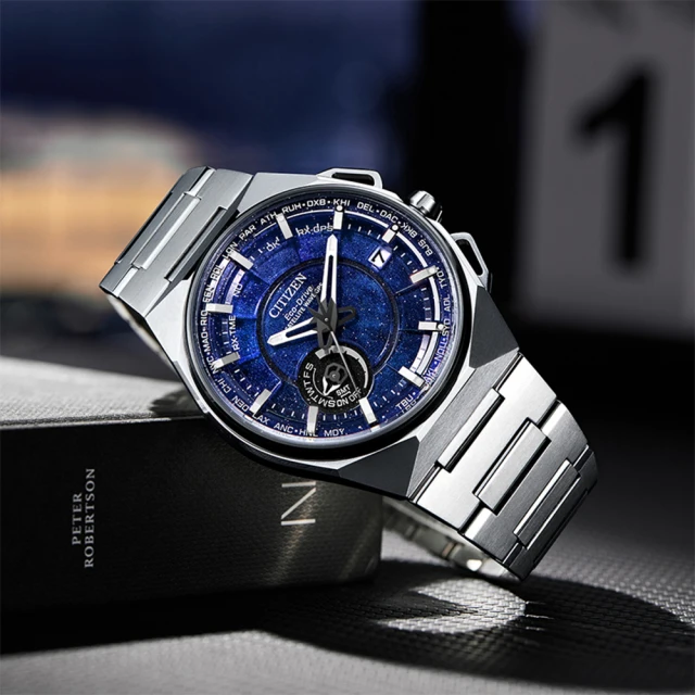 CITIZEN 星辰 Satellite Wave「F100」10週年 GPS定位對時 鈦金屬腕錶-45.4mm藍(CC3097-52L)