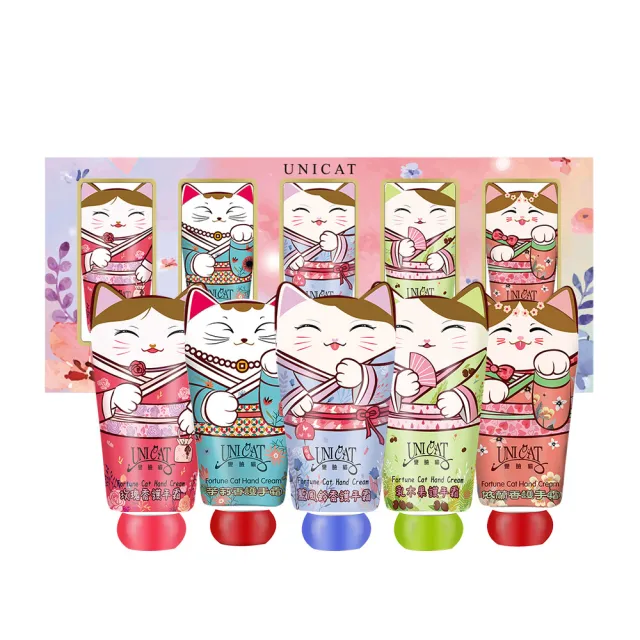 【UNICAT 變臉貓】招財貓護手霜禮盒5入X2盒 情人節520禮物(超好聞的香氛 最棒的送禮選擇)