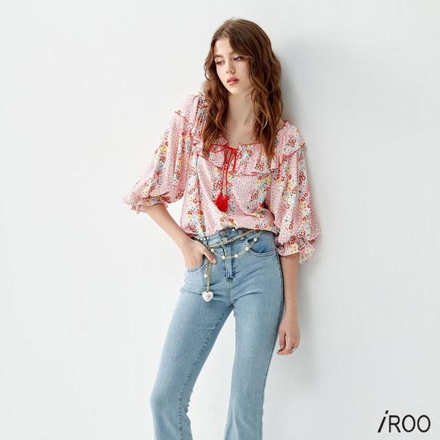 【iROO】輕盈金櫻子印花上衣