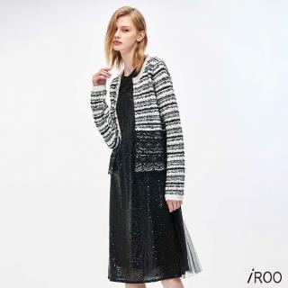 【iROO】領口綴珍珠針織外套