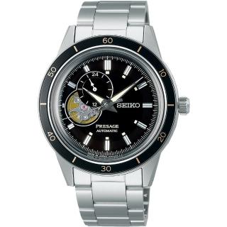 【SEIKO 精工】Presage Style 60’s系列經典鏤空機械錶/黑麵40.8mm(SSA425J1/4R39-00Z0D)