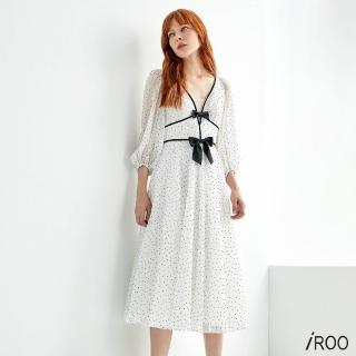 【iROO】立體織點點雪紡禮服