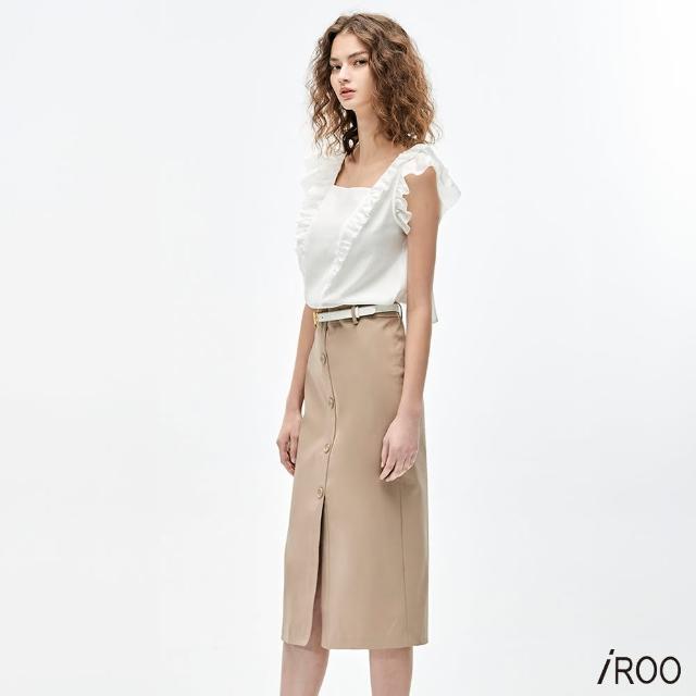 【iROO】綴排釦中長裙
