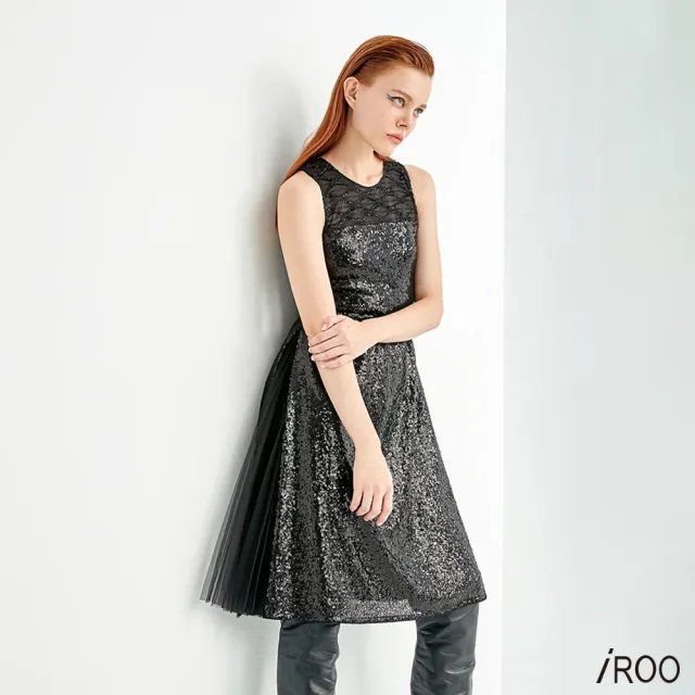 【iROO】光澤亮片晚禮服洋裝