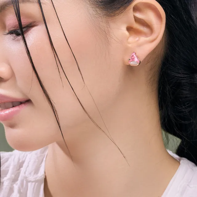 【Just Diamond】鎮金店 18K玫瑰金 三麗鷗 甜粉萌魅-Melody 鑽石單耳耳環