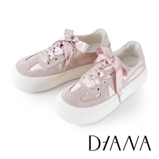 【DIANA】百搭異材質拼接厚底休閒鞋(粉色)