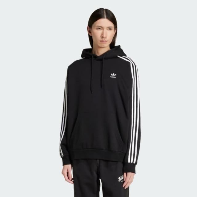 【adidas 愛迪達】長袖上衣 男 帽T 寬鬆版型 BAGGY HOODIE 黑 JC6251(S2874)