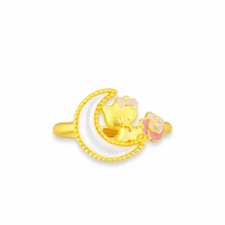 【Just Gold 鎮金店】Hello Kitty 薔薇月戀 黃金戒指