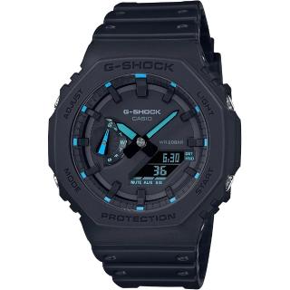 【CASIO 卡西歐】G-SHOCK 八角防護構造雙顯手錶 情人節 禮物(GA-2100-1A2/速)