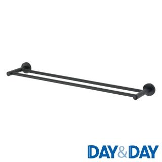 【DAY&DAY】生活美學 不鏽鋼 雙桿毛巾掛桿組-霧黑 60公分(不含安裝)