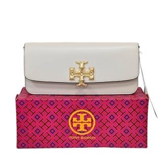 【TORY BURCH】TB Eleanor 雙T LOGO小牛皮手拿斜背包(新奶油色/贈原廠防塵袋紙袋/七夕情人節)