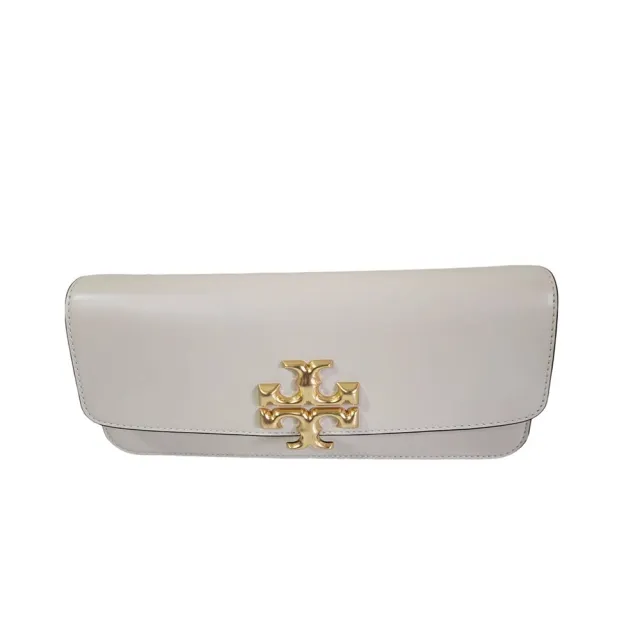 【TORY BURCH】TB Eleanor 雙T LOGO小牛皮手拿斜背包(新奶油色/贈原廠防塵袋紙袋/七夕情人節)