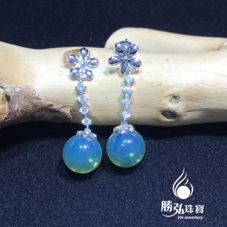 【勝弘珠寶】多明尼加藍珀櫻花耳環-10mm