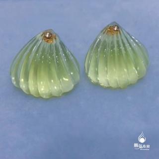 【勝弘珠寶】多明尼加藍珀貝殼耳環