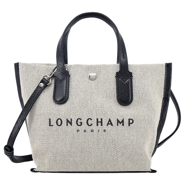 LONGCHAMP ESSENTIAL系列帆布LOGO字母手提/斜背兩用包(迷你/亞麻)