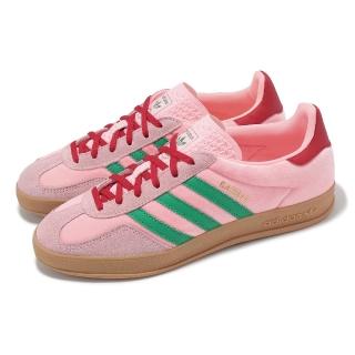 【adidas 愛迪達】休閒鞋 Gazelle Indoor W 女鞋 粉 綠 麂皮 膠底 復古 愛迪達(JI2713)