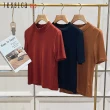 【Jessica Red】百搭簡約素色混羊毛圓領針織短袖上衣（紅咖）R44600