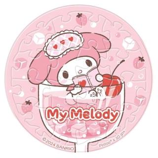 【HUNDRED PICTURES 百耘圖】My Melody美樂蒂-氣泡水系列-甜草莓拼圖磁鐵16片-透明-圓(三麗鷗)