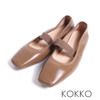 【KOKKO】甜美方頭隨你彎芭蕾舞娃娃鞋(駝綠色)