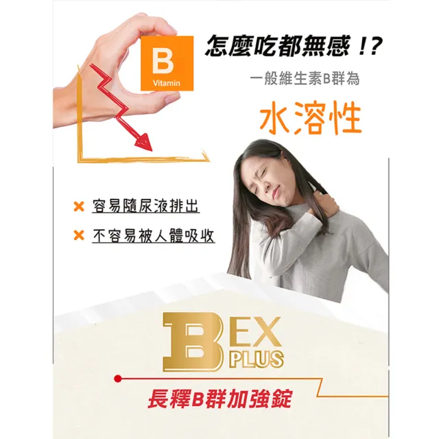 【台塑生醫醫之方】長釋B群EX PLUS加強錠x2瓶(共120錠-李李仁代言-高單位維生素B群.檸檬馬鞭草.7天舒緩)