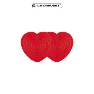 【Le Creuset】耐熱矽膠迷你愛心隔熱墊 2入(櫻桃紅)