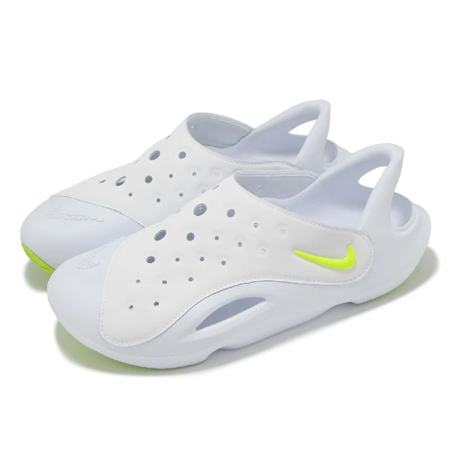 NIKE 耐吉 涼鞋 Aqua Swoosh GS 白 螢光黃 大童 女鞋 透氣 快乾 套入式(FV6363-100)