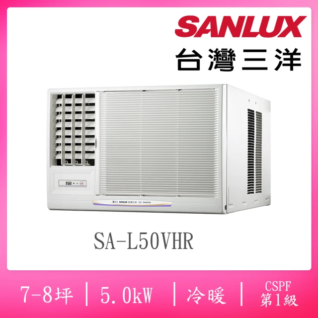 SANLUX 台灣三洋 7-8坪左吹式一級變頻冷暖窗型冷氣(SA-L50VHR)