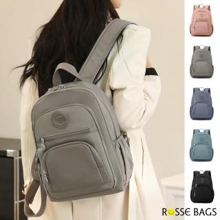 【Rosse Bags】多隔層防潑水大容量雙肩包 後揹包(防水包 粉色 / 灰色 / 藍灰色 / 綠色 / 黑色)