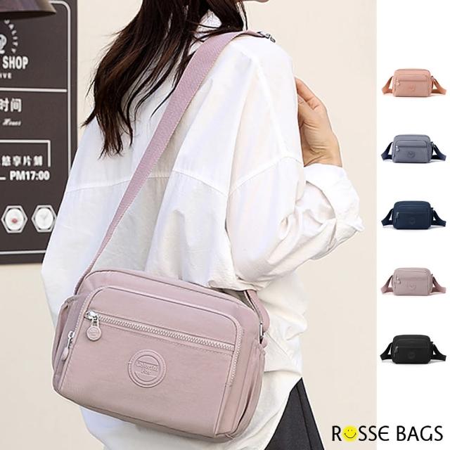 【Rosse Bags】母親節禮物 戶外休閒多隔層單肩背包 斜背包(粉色 / 紫色 / 灰色 / 藍色 / 黑色)