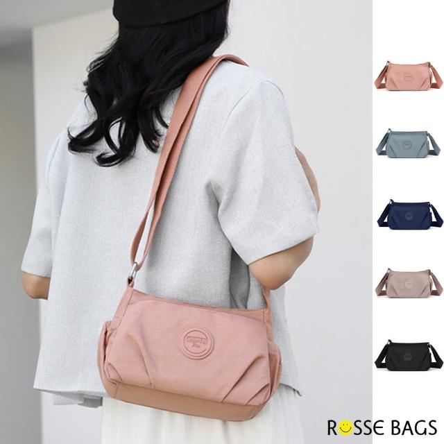 【Rosse Bags】母親節禮物 韓版時尚皺褶多隔層單肩背包 斜背包(粉色 / 藍綠色 / 紫色 / 藍色 /