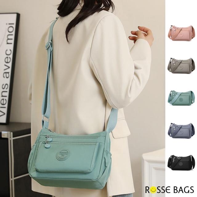 【Rosse Bags】母親節禮物 輕便休閒防潑水單肩背包 斜背包(粉色 / 灰色 / 藍灰色 / 綠色 / 黑色)