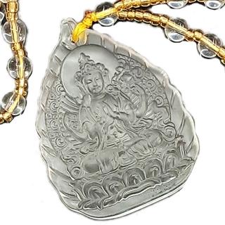 【十方佛教文物】四臂觀音 琉璃水晶項鍊(令邪魔鬼怪不侵 惡疾不染)