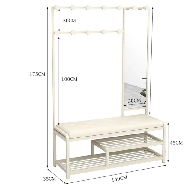 樂多家居 實木穿衣鏡 旋轉全身鏡帶收納櫃掛衣架一體(五枝帶輪