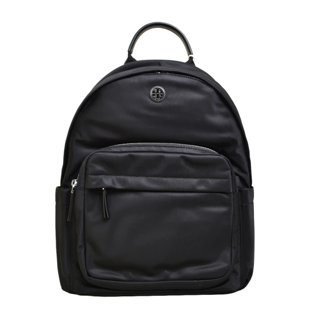 TORY BURCHTORY BURCH ELLA 經典縫線LOGO 尼龍雙層拉鍊式後背包(黑)