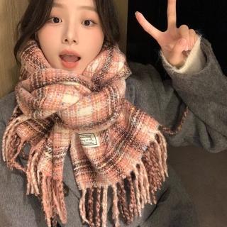【LEEHER】流蘇圍巾/格子圍巾/小香風/保暖圍巾/韓系圍巾/氣質圍巾/親膚不刺膚/百搭配件/仿