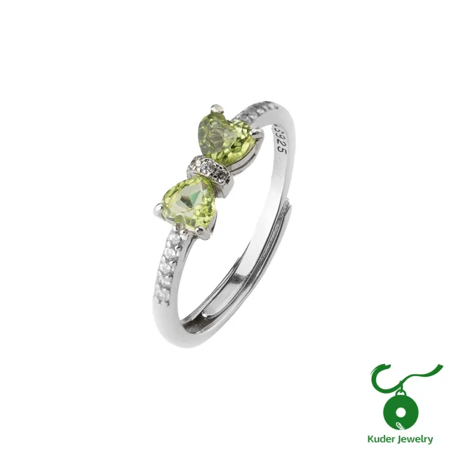 【K.D.J 圓融珠寶】天然橄欖石 蝴蝶結 戒指