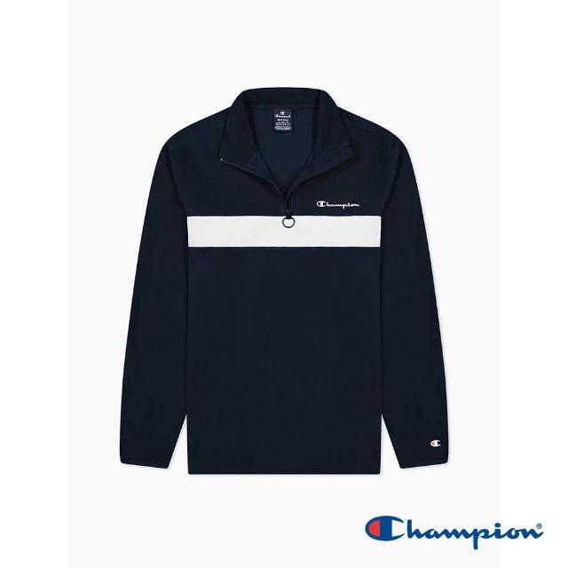 【Champion】官方直營-LEGACY 刺繡草寫LOGO拉鍊半開襟立領長袖休閒上衣-男(3色可選)