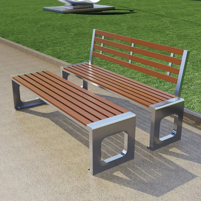 【樂多家居】公園椅 戶外長椅 長條凳子 座椅 不鏽鋼座椅(雙層鋼板椅腳 回型不鏽鋼靠背 美觀耐用)