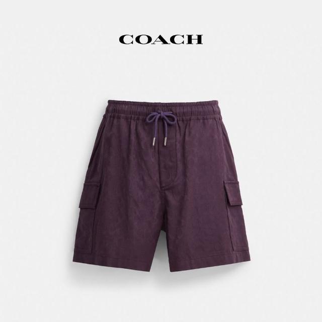 【COACH】蔻馳官方直營 棉質經典Logo短褲-紫色(CT057)