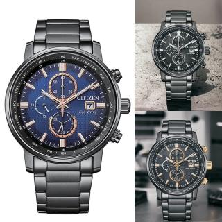 【CITIZEN 星辰】亞洲限定 情人節推薦款 光動能錶 計時 男錶(CA0845-83L/多色43mm)